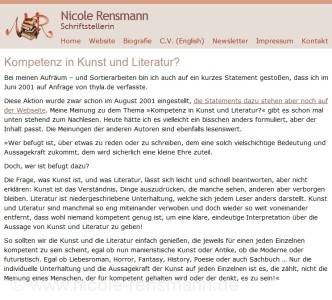 Kurzes Statement zu Kompetenz in Kunst und Literatur - thyla.de, Juni 2001