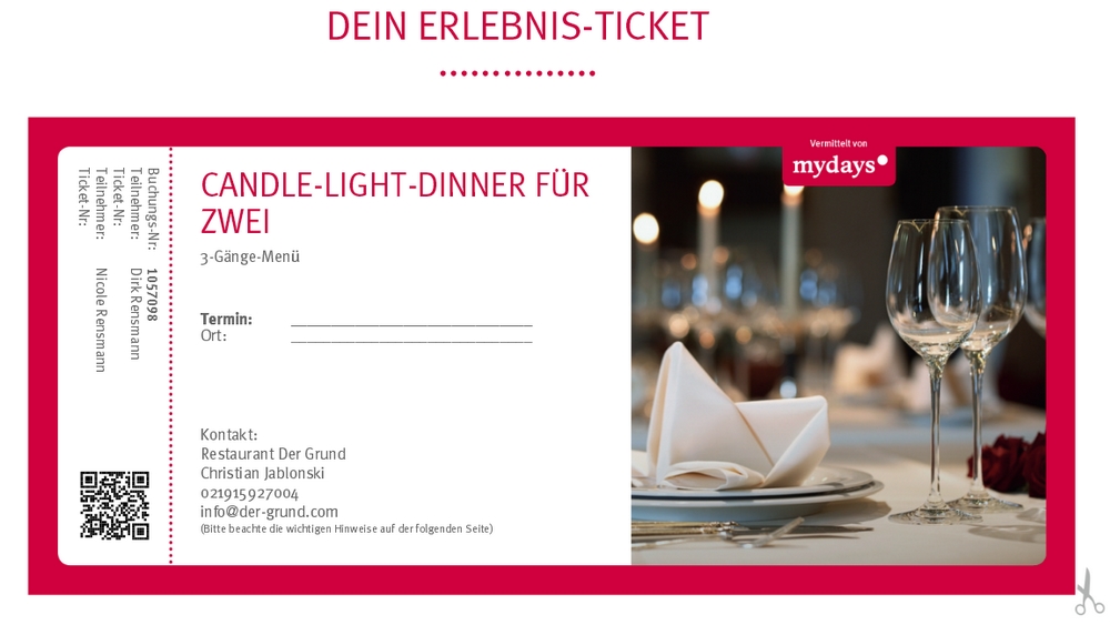 Erlebnisse Mit Mydays De Candle Light Dinner Bei Der Grund