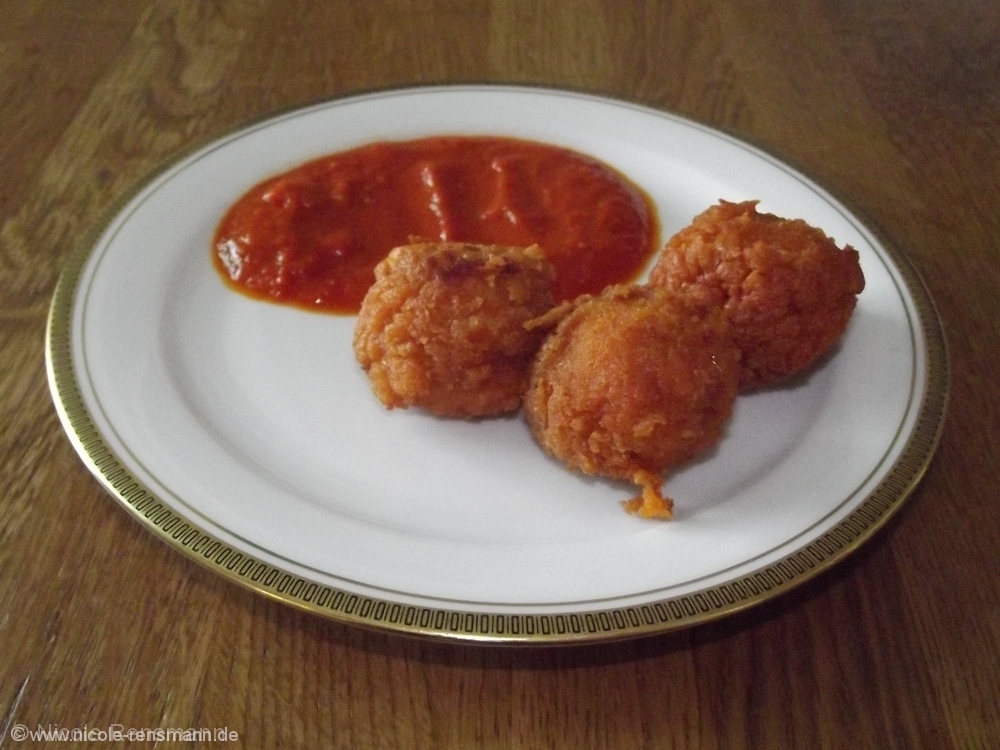 vegane Linsenbällchen, frittiert