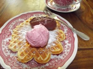 Waffeln schmecken auch mit Eis.