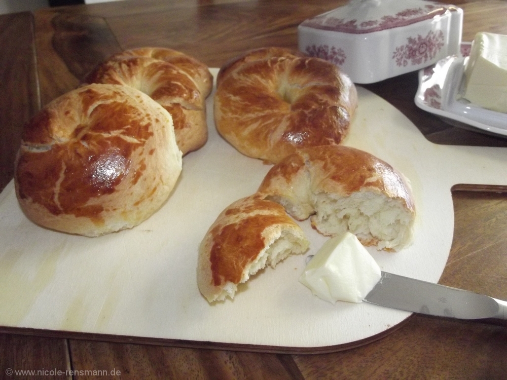 Warm schmecken die Bagels phantastisch! 
