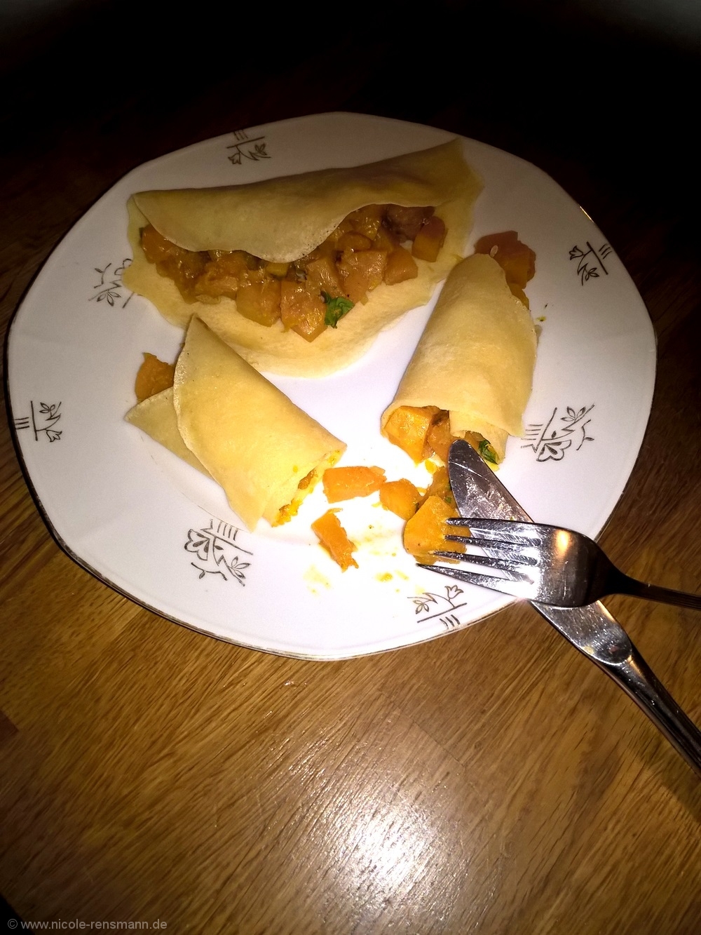 Crêpes mit Kürbisragout-Füllung