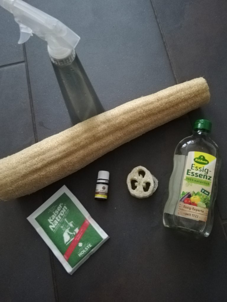 Natron, Essigessenz, Duftöl und Luffa - mehr braucht es nicht zum Putzen.